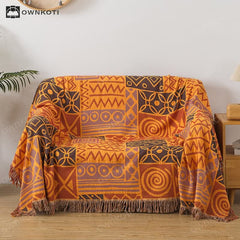 Bohemian Geometric Cotton Gauze Reversible Blanket