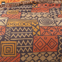 Bohemian Geometric Cotton Gauze Reversible Blanket