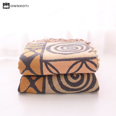 Bohemian Geometric Cotton Gauze Reversible Blanket