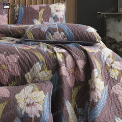 Vintage Lily Quilted Breathable Bedding Set(3PCS)