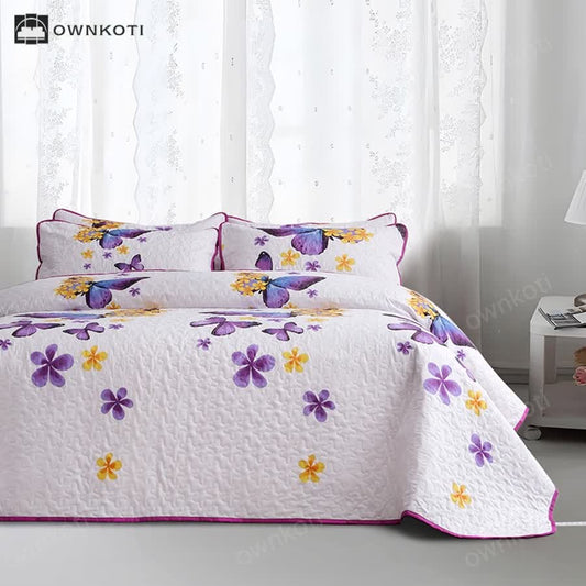 Rural Butterfly Quilted Bedding Set(3PCS)