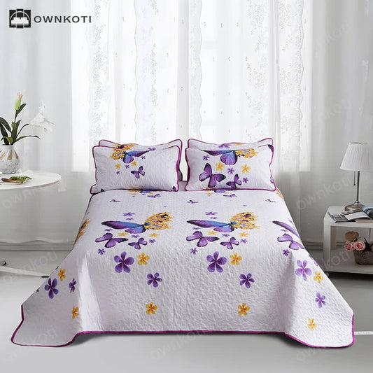 Rural Butterfly Quilted Bedding Set(3PCS)