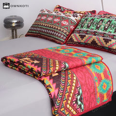 Bohemian Geometric Quilted Breathable Bedding Set(3PCS)