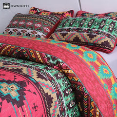 Bohemian Geometric Quilted Breathable Bedding Set(3PCS)