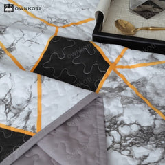 Marble Geometric Breathable Quilted Bedding Set(3PCS)