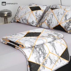 Marble Geometric Breathable Quilted Bedding Set(3PCS)