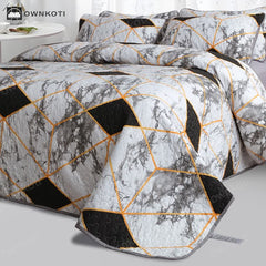 Marble Geometric Breathable Quilted Bedding Set(3PCS)