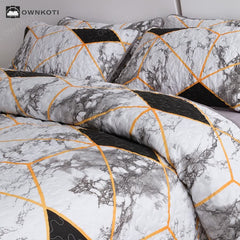 Marble Geometric Breathable Quilted Bedding Set(3PCS)