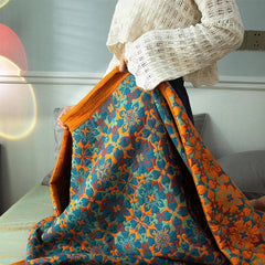 Orange & Blue Pattern Six Layers Cotton Quilt