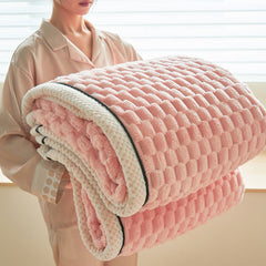 Thick Coral Fleece Reversible Throw Blanket