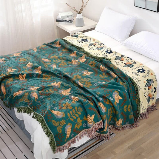 Pure Life Boho Breathable Flower Bird Reversible Quilt