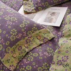 Floral Pattern Cotton Gauze Bedding Sets(4PCS)