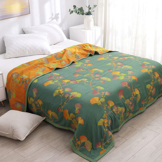 Ginkgo Leaf Cotton Reversible Quilt